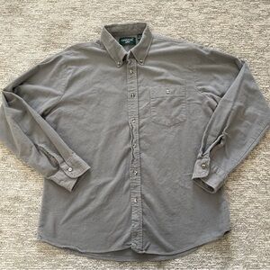 Vintage Oakton Ltd Gray Flannel Button Down Long Sleeve Casual Shirt 100% Cotton